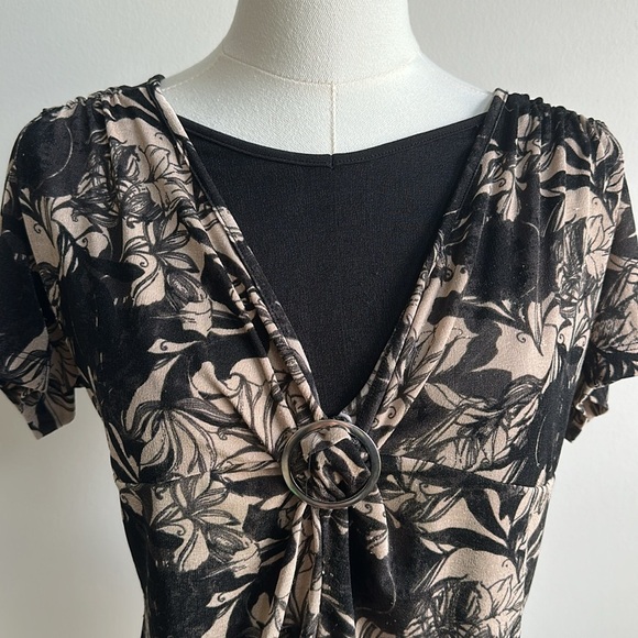 90’s Y2K Women’s Whimsigoth Witchy‎ Boho Abstract Floral Tapestry Stretch Top S - Picture 2 of 9